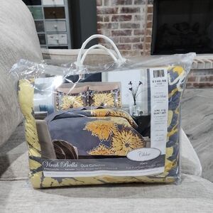 Yellow and Gray Quilt FULL/QUEEN Set